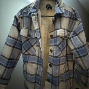 Love Tree Men's Plaid Jacket in Blue and Cream